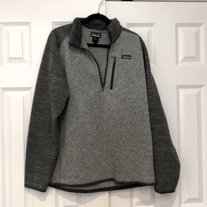 Patagonia men's better sweater quarter zip gray black xl fleece lining